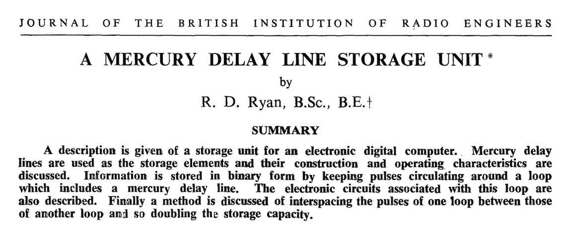 Mercury Delay Line packet