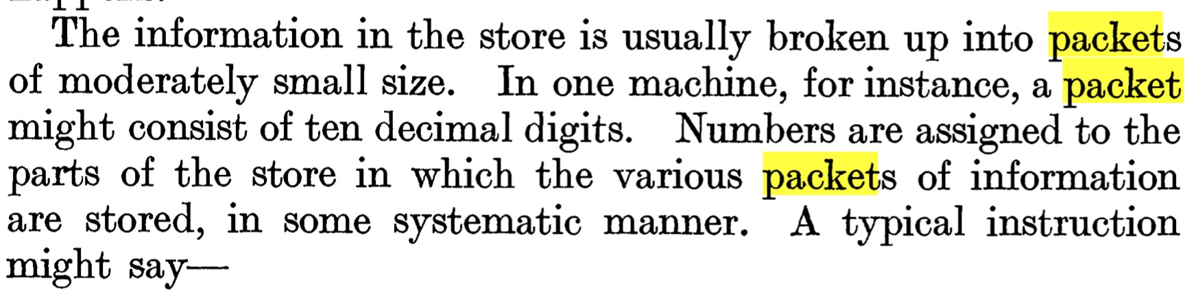 Turing’s Packet